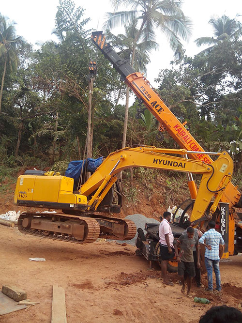 ACE 20Ton Nextgen Pick and Carry Crane Lifting Heavy Excavator at Construction Site 